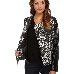 STYLESTALKER Animal Print Faux Leather Jacket Womens Size Small